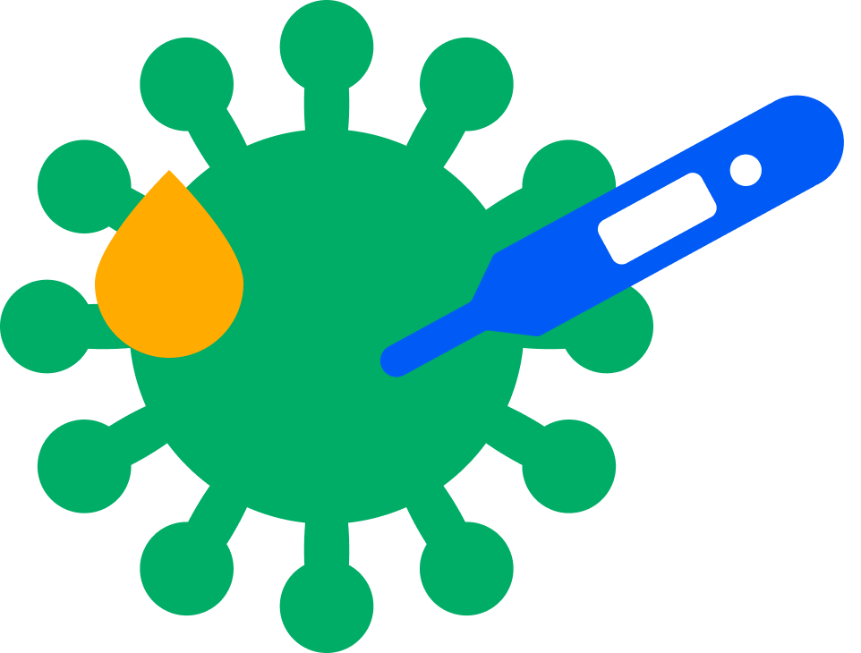 Ilustración colorida de virus explicando información sobre VIH
