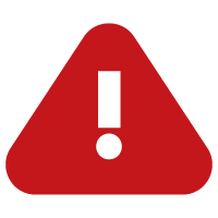 Warning sign: red triangle with a white exclamation mark indicating caution/alert.