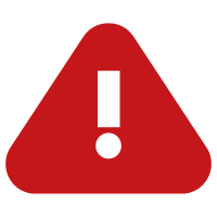 Warning sign: red triangle with a white exclamation mark indicating caution/alert.